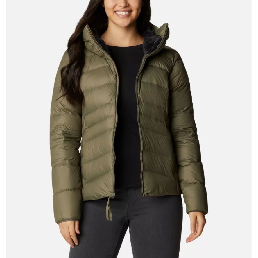Women's Autumn Park Down Hooded Jacket Stone Green Columbia Sale