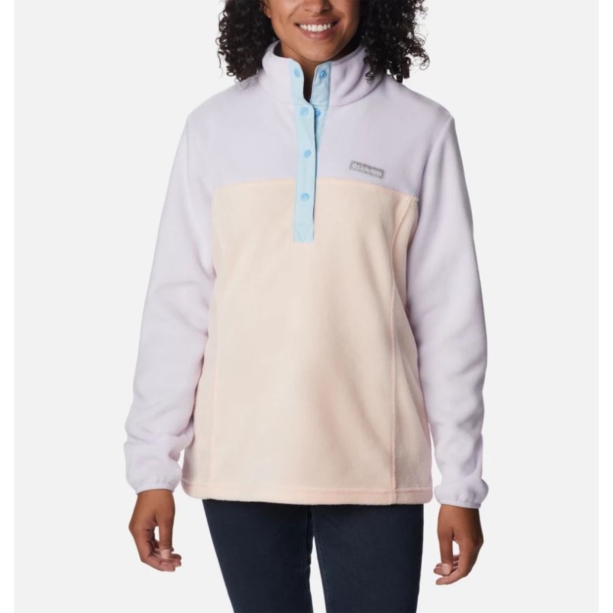 Women's Benton Springs 1/2 Snap Pullover Peach Blossom/Purple Tint/Spring Blue Columbia Sale