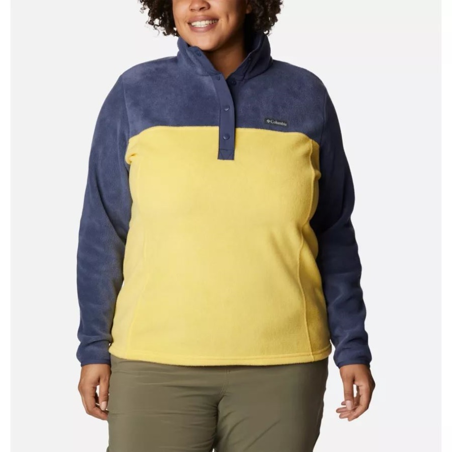 Women's Benton Springs 1/2 Snap Pullover Plus Size Columbia Sale Sun Glow/Nocturnal