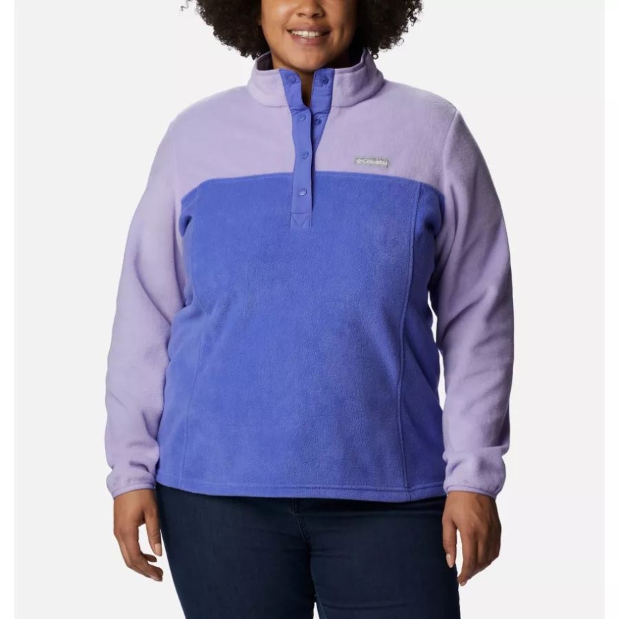 Women's Benton Springs 1/2 Snap Pullover Plus Size Purple Lotus/Frosted Purple Columbia Sale