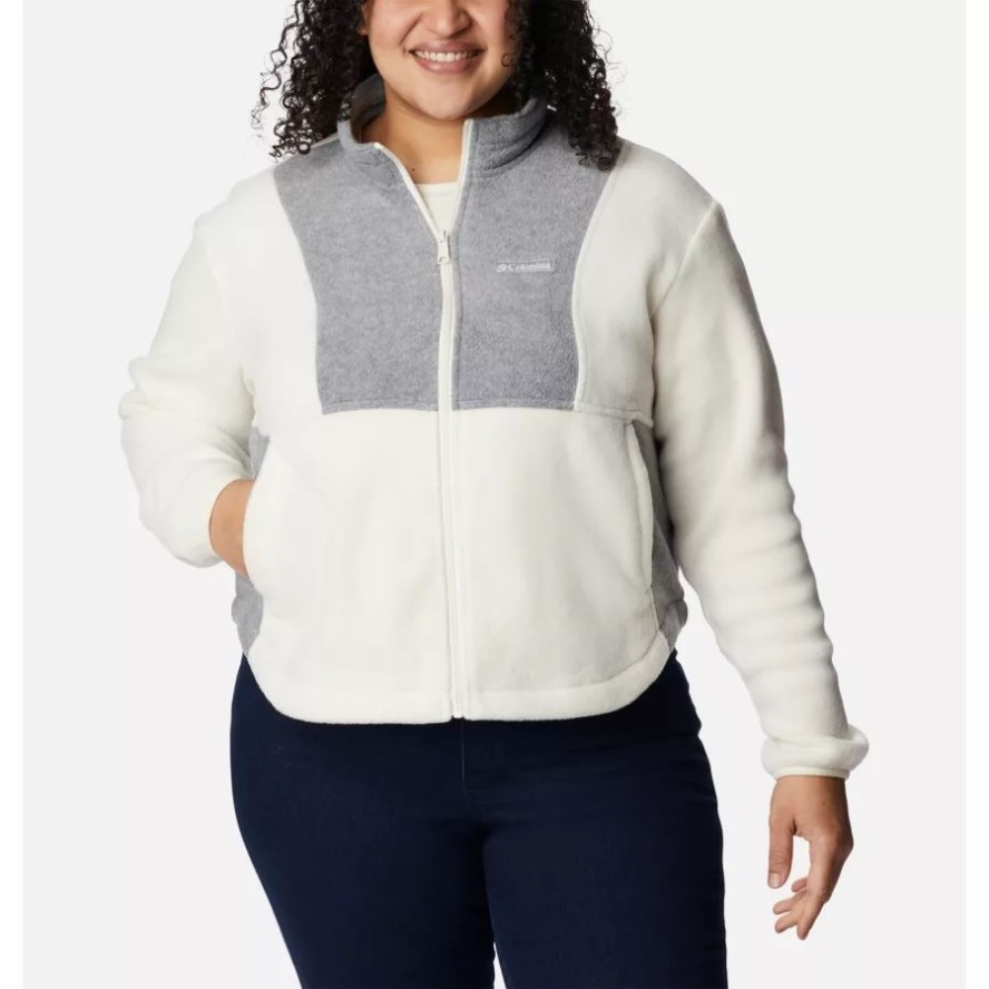 Women's Benton Springs Colorblock Full Zip Plus Size Chalk/Light Grey Heather Columbia Sale
