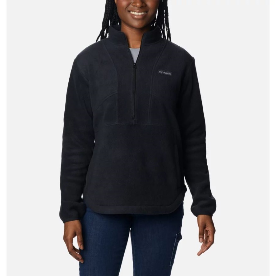 Women's Benton Springs Colorblock Half Zip Fleece Pullover Black Columbia Sale