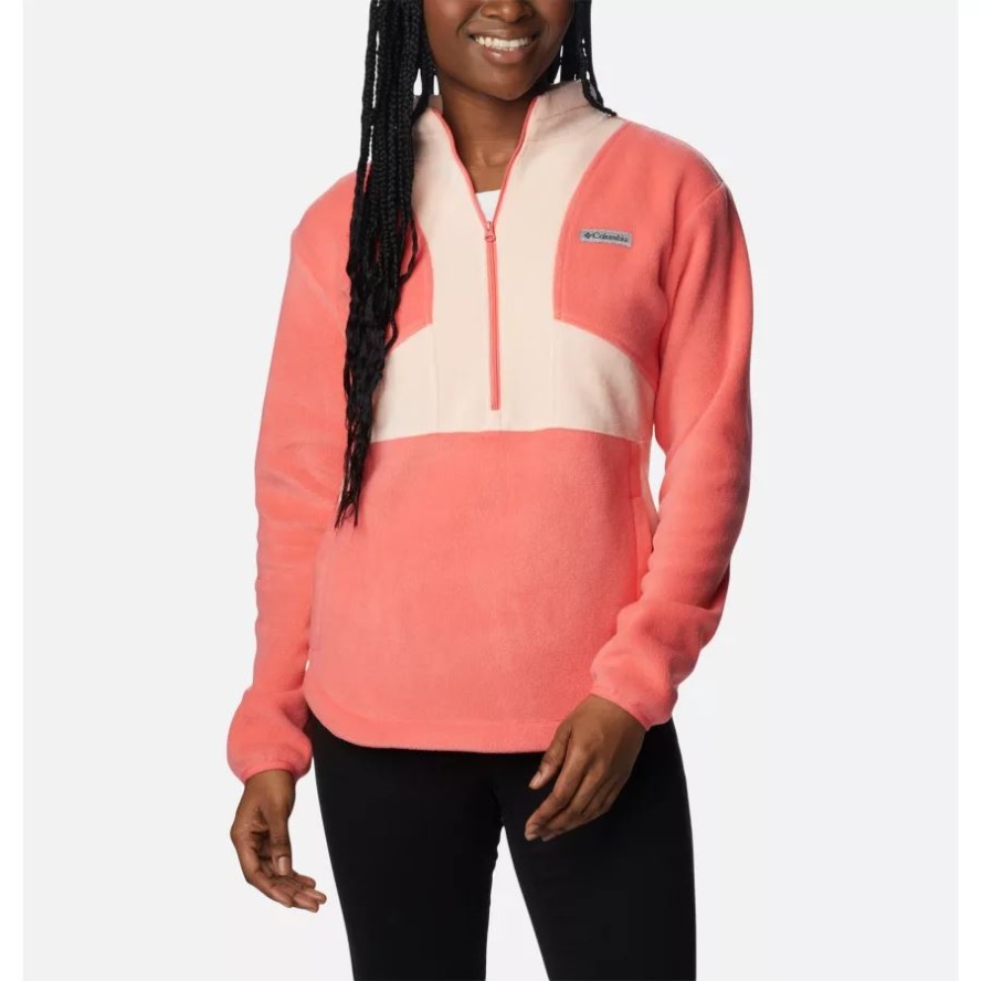 Women's Benton Springs Colorblock Half Zip Fleece Pullover Columbia Sale Blush Pink/Peach Blossom
