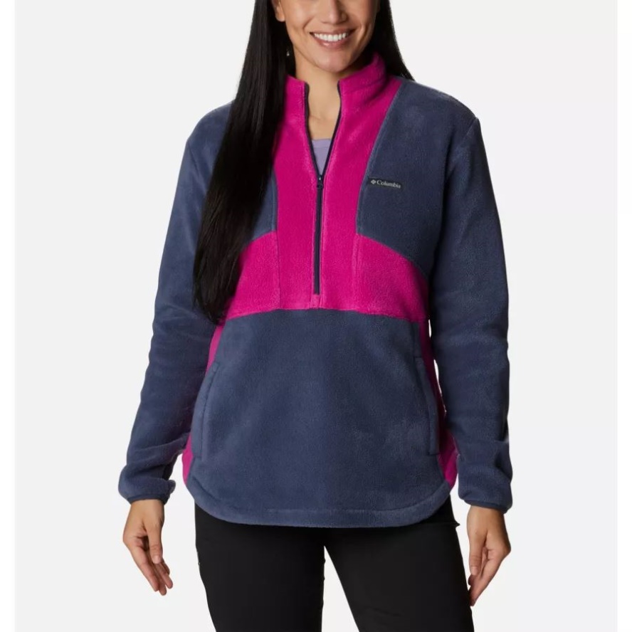 Women's Benton Springs Colorblock Half Zip Fleece Pullover Columbia Sale Nocturnal/Wild Fuchsia