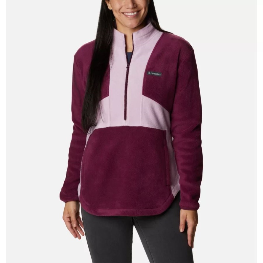 Women's Benton Springs Colorblock Half Zip Fleece Pullover Marionberry/Aura Columbia Sale