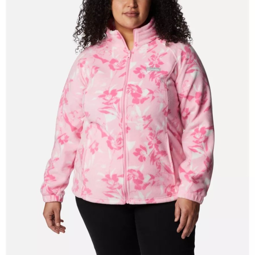 Women's Benton Springs Printed Full Zip Fleece Jacket Plus Size Wild Rose/Pop Flora Tonal Columbia Sale