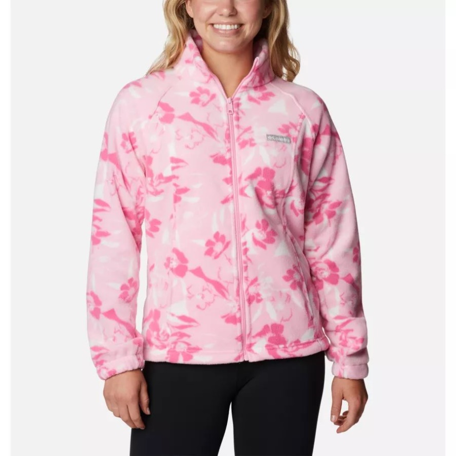 Women's Benton Springs Printed Full Zip Fleece Jacket Wild Rose/Pop Flora Tonal Columbia Sale