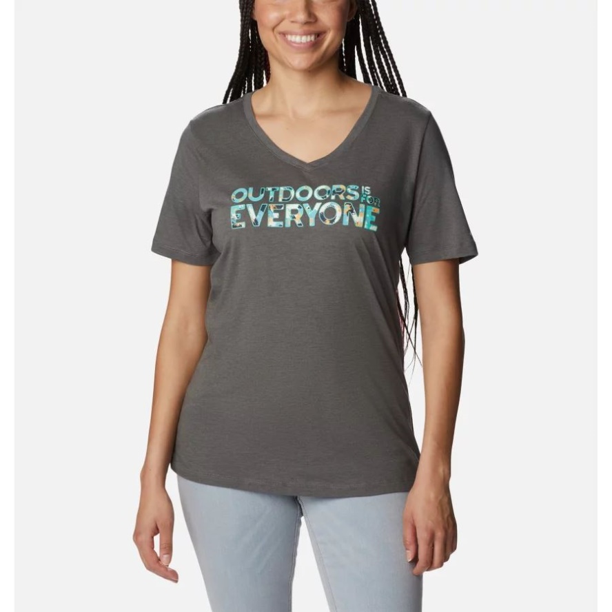 Women's Bluebird Day Casual Graphic T-Shirt Charcoal Heather/Be Outdoors Columbia Sale