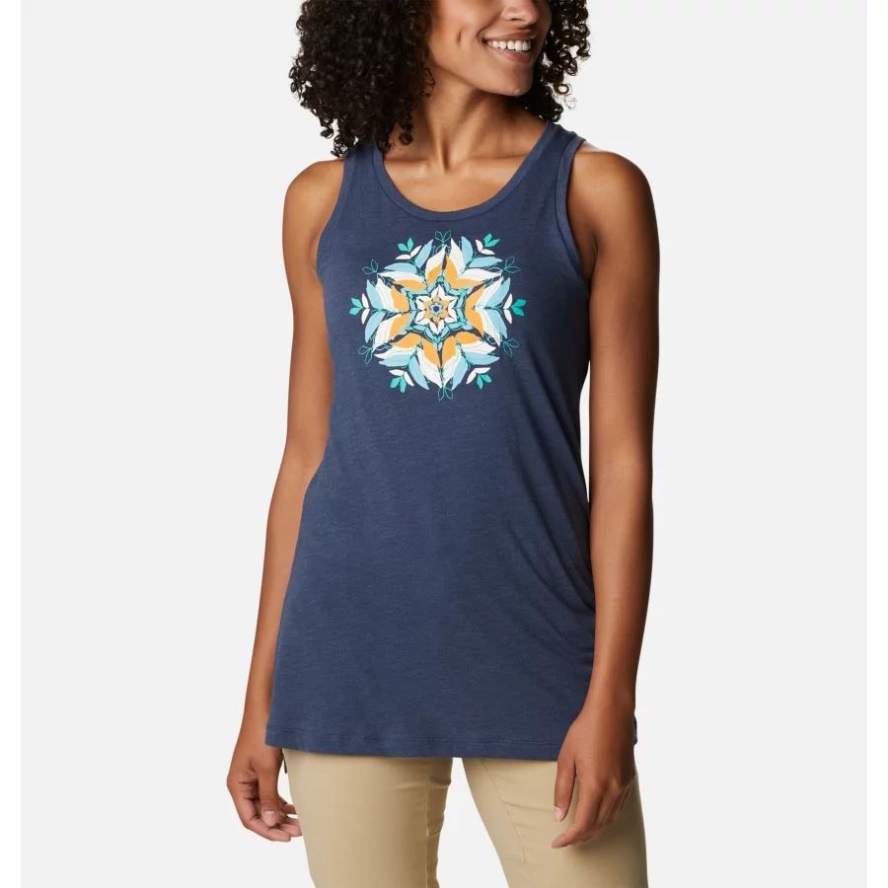 Women's Bluff Mesa Tank Columbia Sale Nocturnal Heather/Floral Leafscape