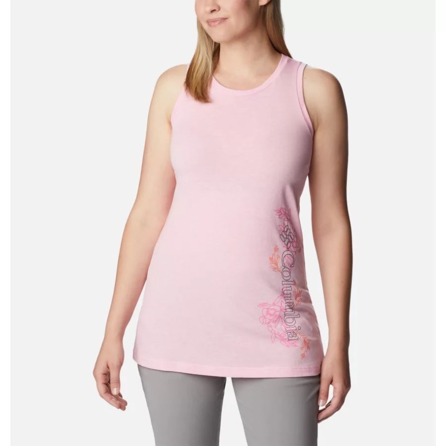 Women's Bluff Mesa Tank Wild Rose Hthr/Blooming Lines Graphic Columbia Sale