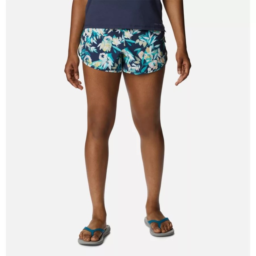 Women's Bogata Bay Stretch Printed Shorts Bright Aqua/Wisterian Columbia Sale
