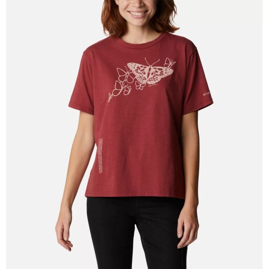 Women's Break it Down T-Shirt Columbia Sale Marsala Red/Graphic Butterfly
