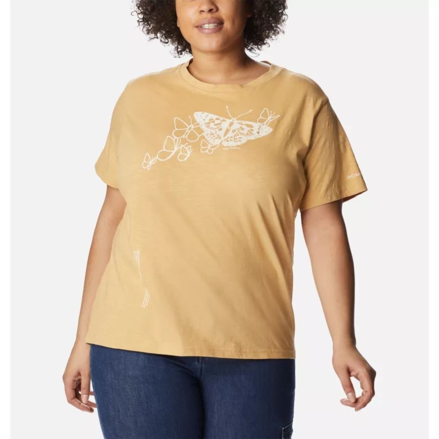 Women's Break it Down T-Shirt Plus Size Columbia Sale Light Camel/Graphic Butterfly