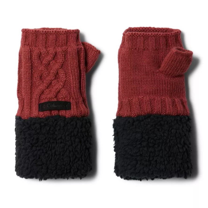Women's Cabled Cutie Fingerless Gloves Columbia Sale Marsala Red