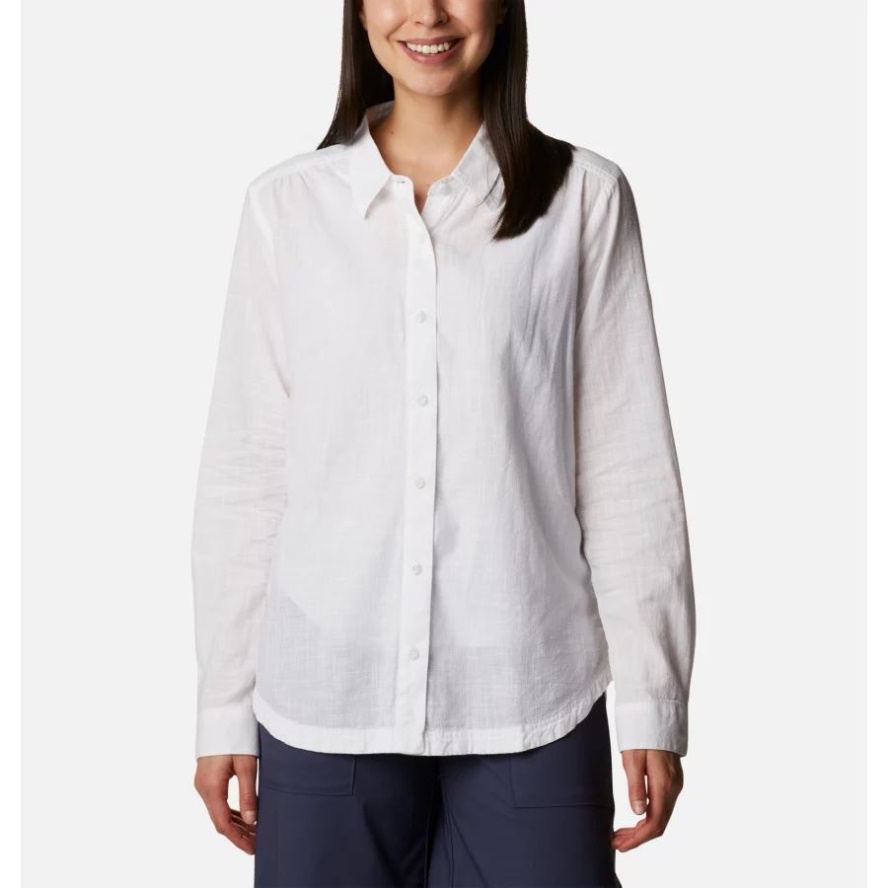 Women's Camp Henry III Casual Shirt Columbia Sale White Chambray