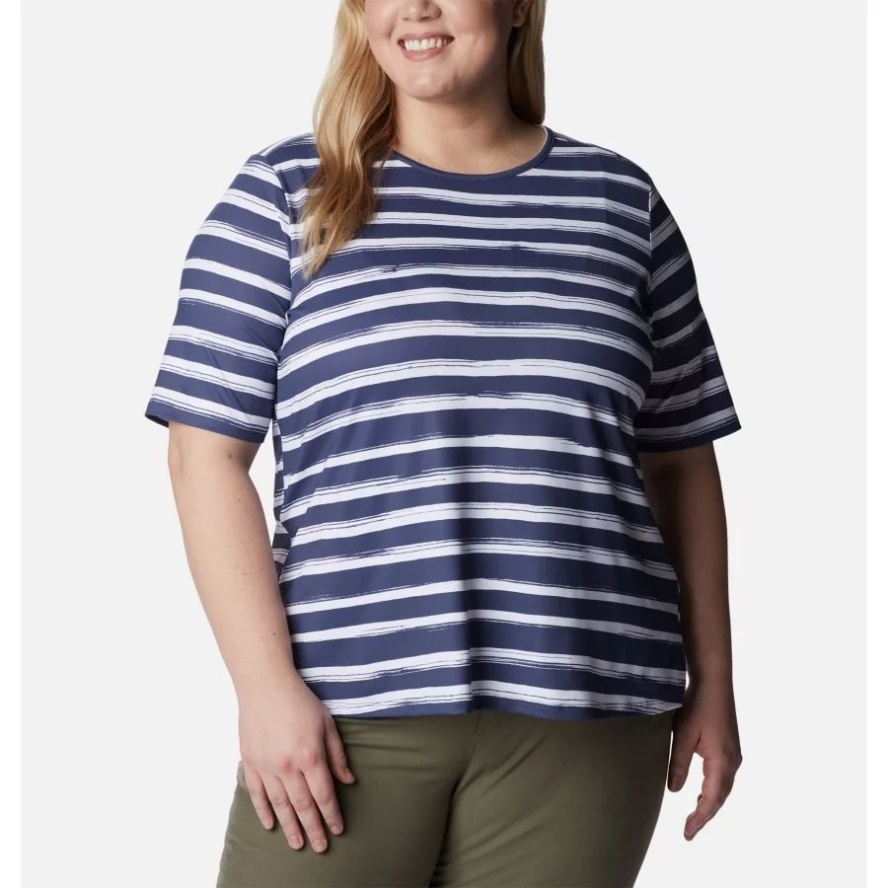Women's Chill River Short Sleeve Shirt Plus Size Columbia Sale Nocturnal Brush Stripe