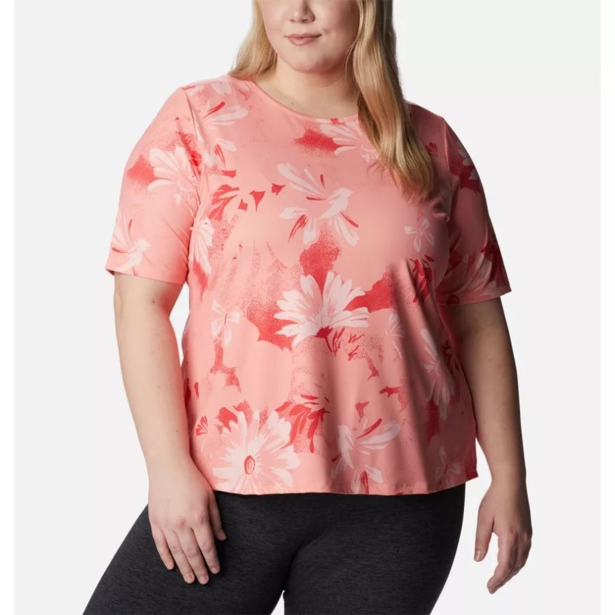 Women's Chill River Short Sleeve Shirt Plus Size Coral Reef Daisy Party Columbia Sale