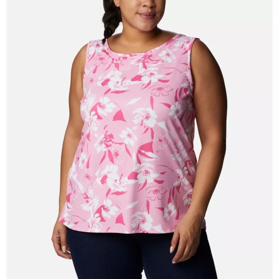 Women's Chill River Tank Plus Size Columbia Sale Wild Rose/Pop Flora Tonal