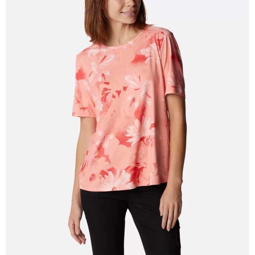 Women's Chill River Technical T-Shirt Coral Reef Daisy Party Columbia Sale