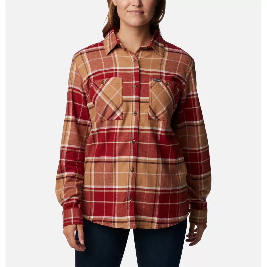 Women's Clay Hills Stretch Flannel Shirt Columbia Sale Beet Boyfriend Tartan