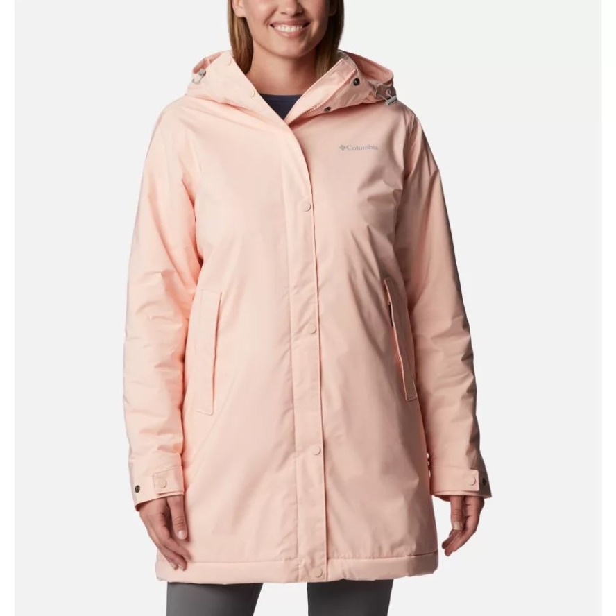 Women's Clermont Lined Rain Jacket Columbia Sale Peach Blossom