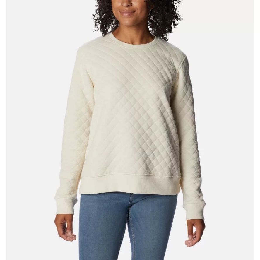 Women's Columbia Sale Brand Lodge Quilted Crew Sweatshirt Chalk Columbia Sale Brand