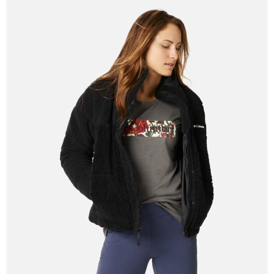 Women's Columbia Sale Lodge Baffled Sherpa Fleece Jacket Black Columbia Sale
