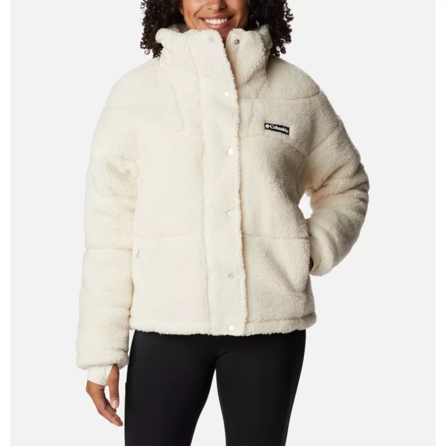 Women's Columbia Sale Lodge Baffled Sherpa Fleece Jacket Columbia Sale Chalk