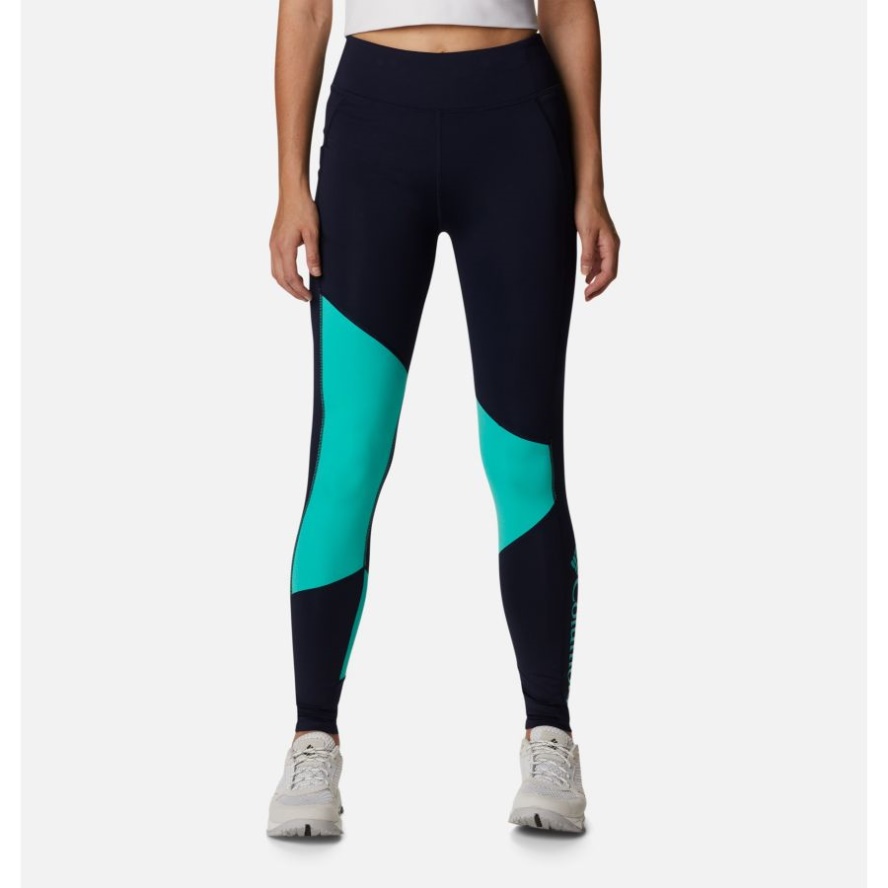 Women's Columbia Sale Lodge Colorblock Tights Dark Nocturnal/Electric Turquoise Columbia Sale