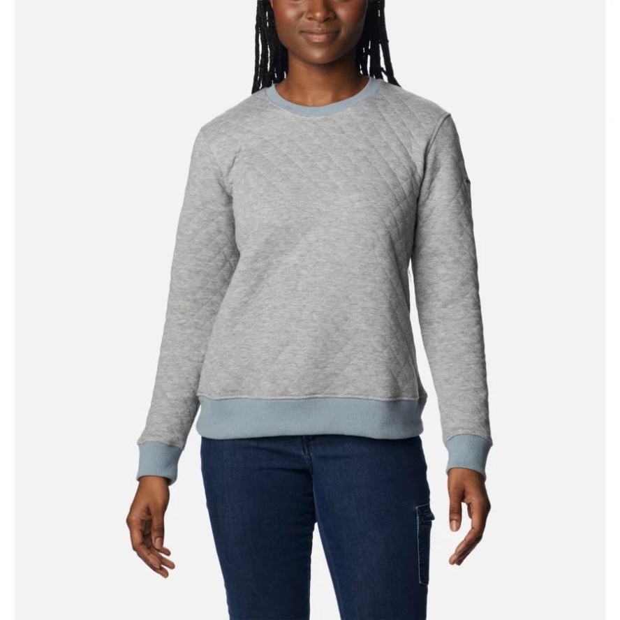 Women's Columbia Sale Lodge Quilted Crew Sweatshirt Columbia Sale Light Grey Heather