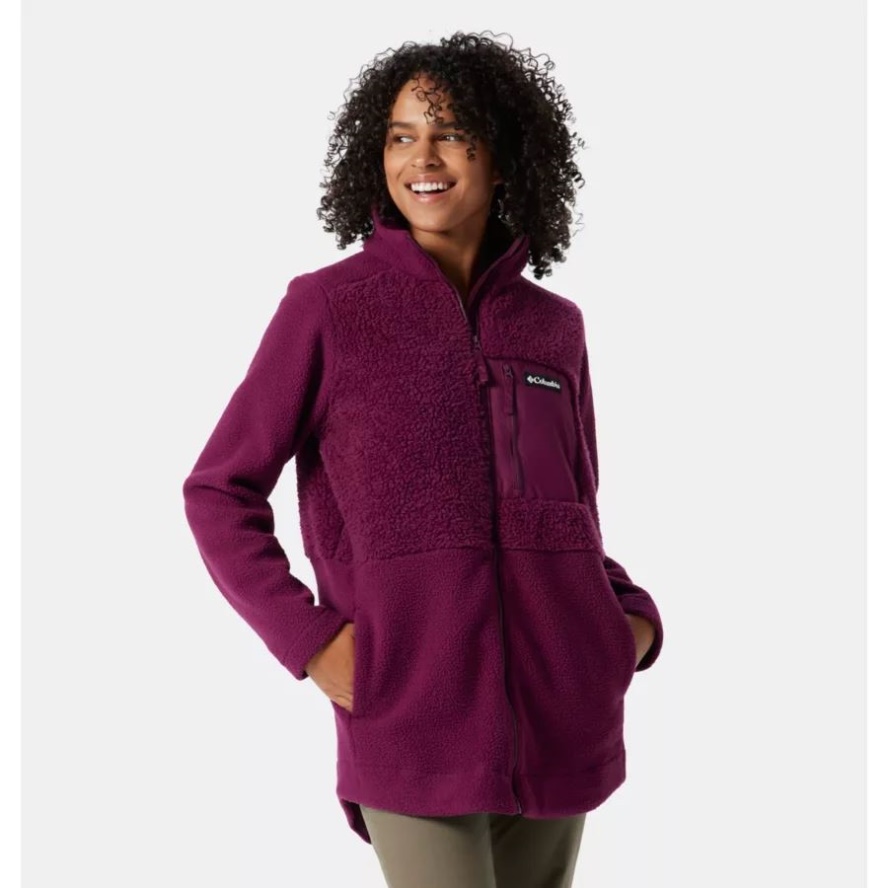 Women's Columbia Sale Lodge Sherpa Long Fleece Jacket Marionberry Columbia Sale