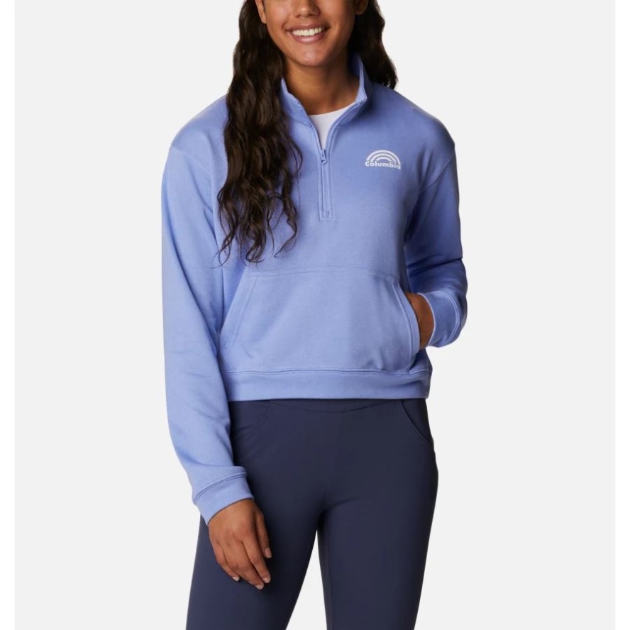 Women's Columbia Sale Trek French Terry Half Zip Sweatshirt Columbia Sale Serenity Heather/Rainbow