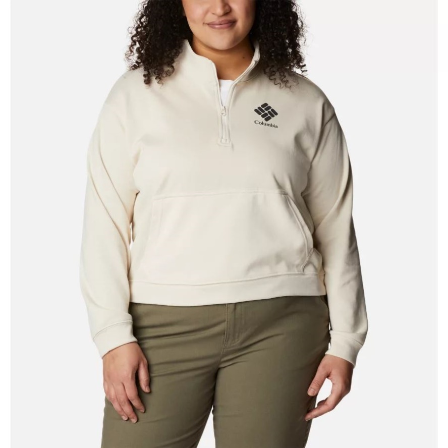Women's Columbia Sale Trek French Terry Half Zip Sweatshirt Plus Size Chalk/Stacked Gem Columbia Sale