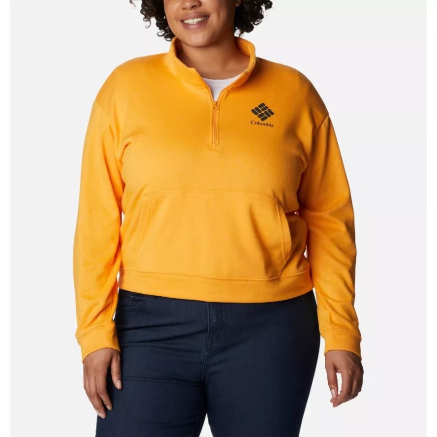 Women's Columbia Sale Trek French Terry Half Zip Sweatshirt Plus Size Columbia Sale Mango Heather/Stacked Gem