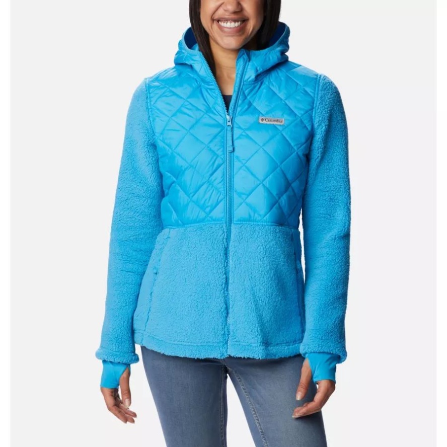 Women's Crested Peak Hooded Fleece Jacket Columbia Sale Blue Chill