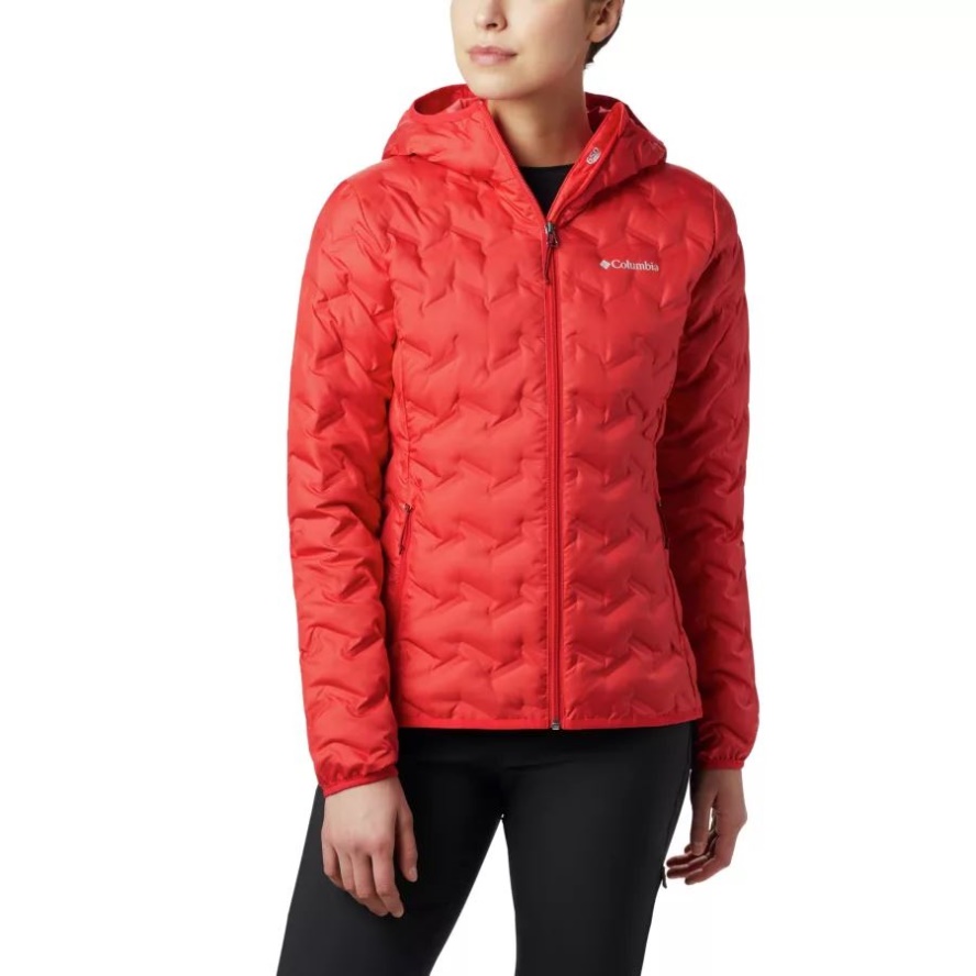 Women's Delta Ridge Down Hooded Jacket Columbia Sale Red Lily
