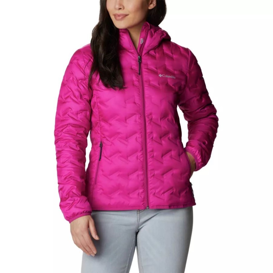 Women's Delta Ridge Down Hooded Jacket Wild Fuchsia Columbia Sale