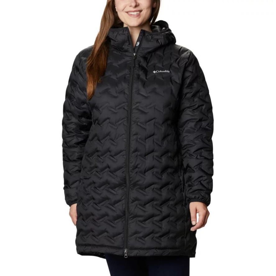 Women's Delta Ridge Long Down Jacket Plus Size Columbia Sale Black