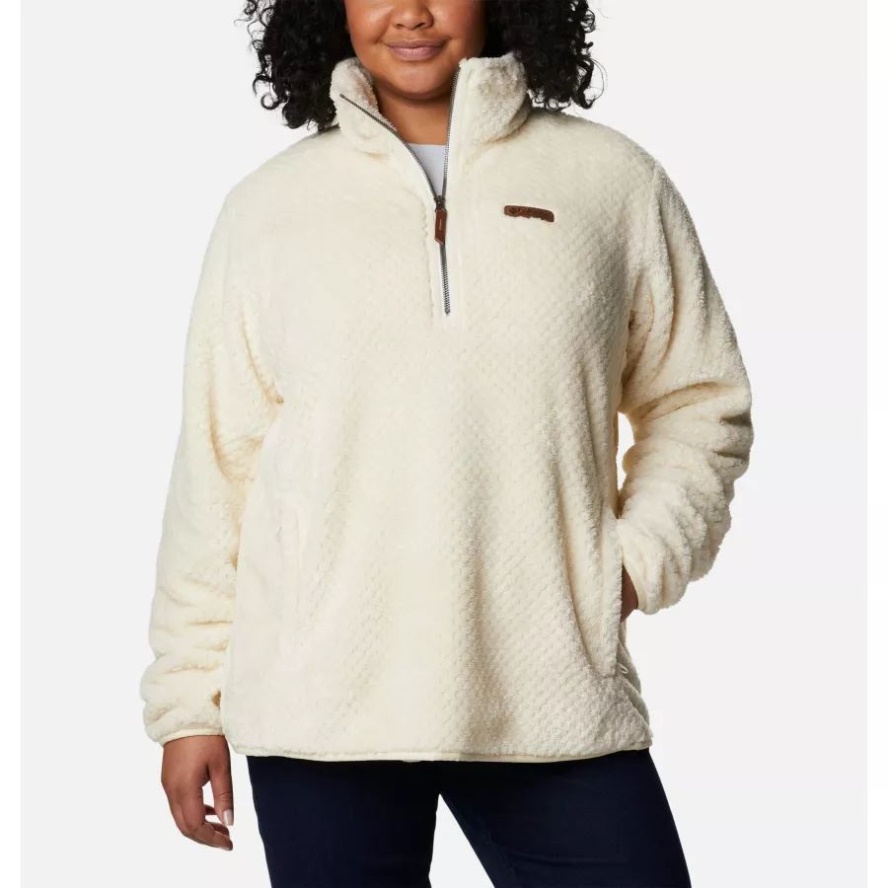 Women's Fire Side Quarter Zip Sherpa Fleece Plus Size Columbia Sale Chalk