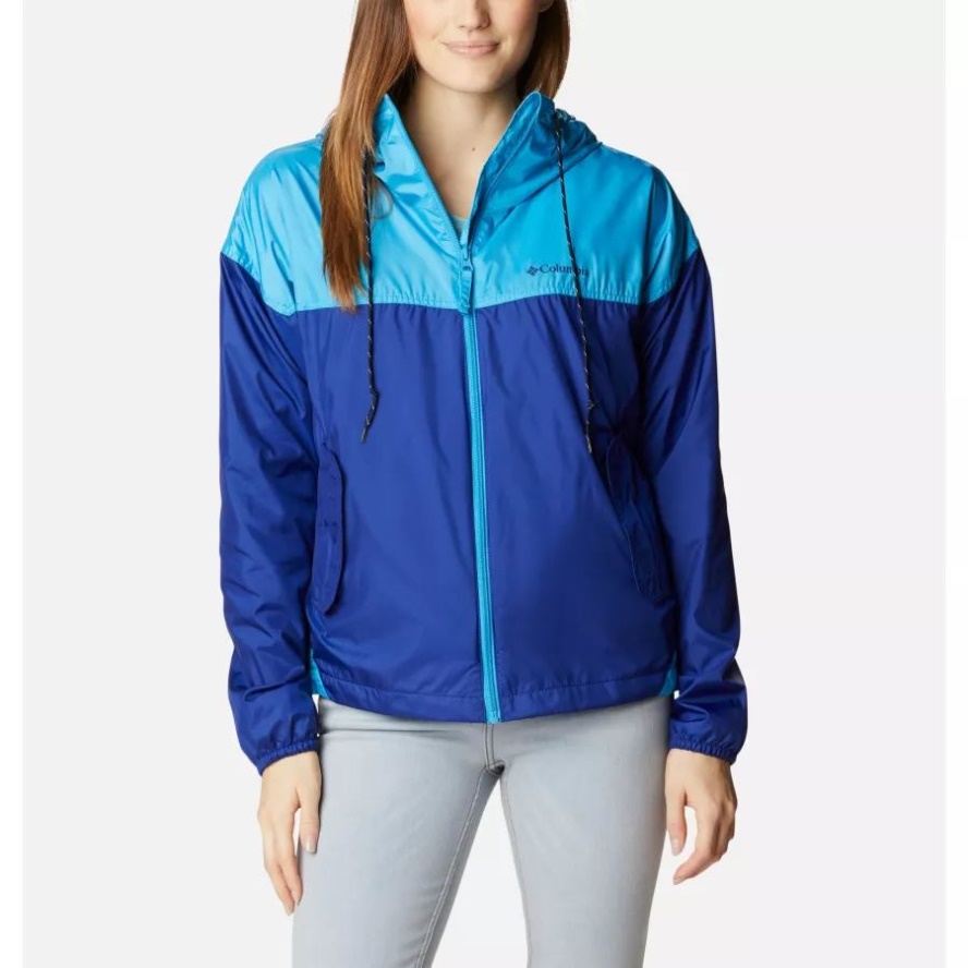 Women's Flash Challenger Fleece Lined Windbreaker Jacket Columbia Sale Dark Sapphire/Blue Chill