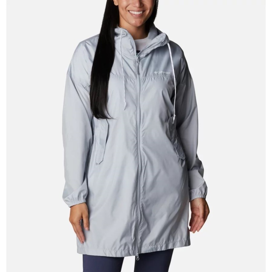 Women's Flash Challenger Long Windbreaker Jacket Cirrus Grey Columbia Sale