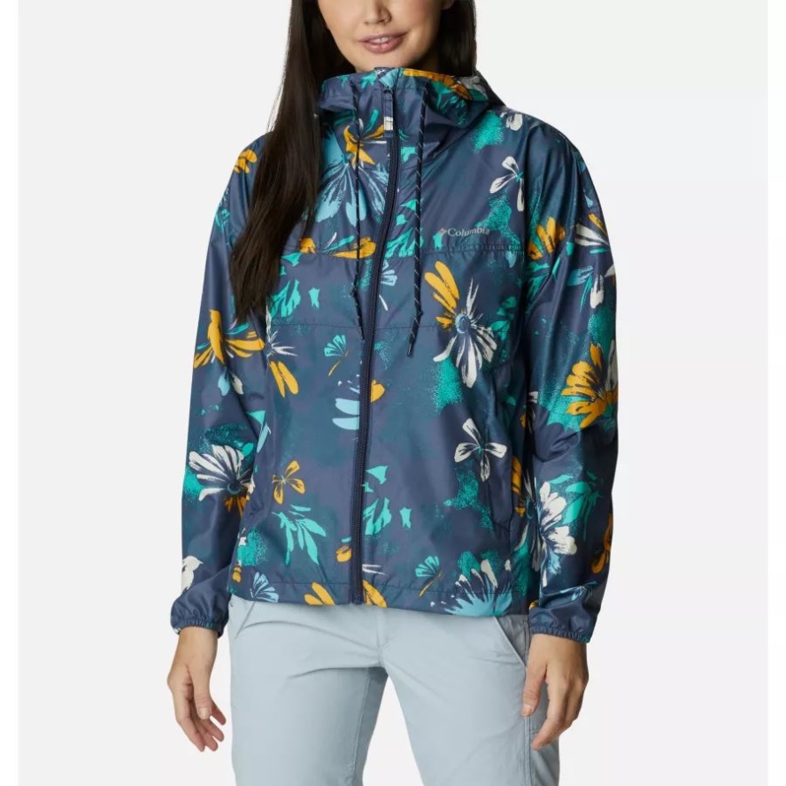 Women's Flash Challenger Novelty Windbreaker Jacket Columbia Sale Nocturnal Daisy Party Multi Print