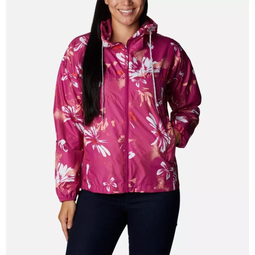 Women's Flash Challenger Novelty Windbreaker Jacket Wild Fuchsia Daisy Party Print Columbia Sale
