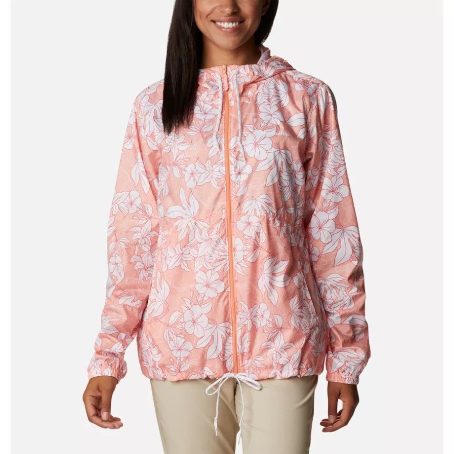 Women's Flash Forward Windbreaker Columbia Sale Coral Reef Lakeshore Floral Print