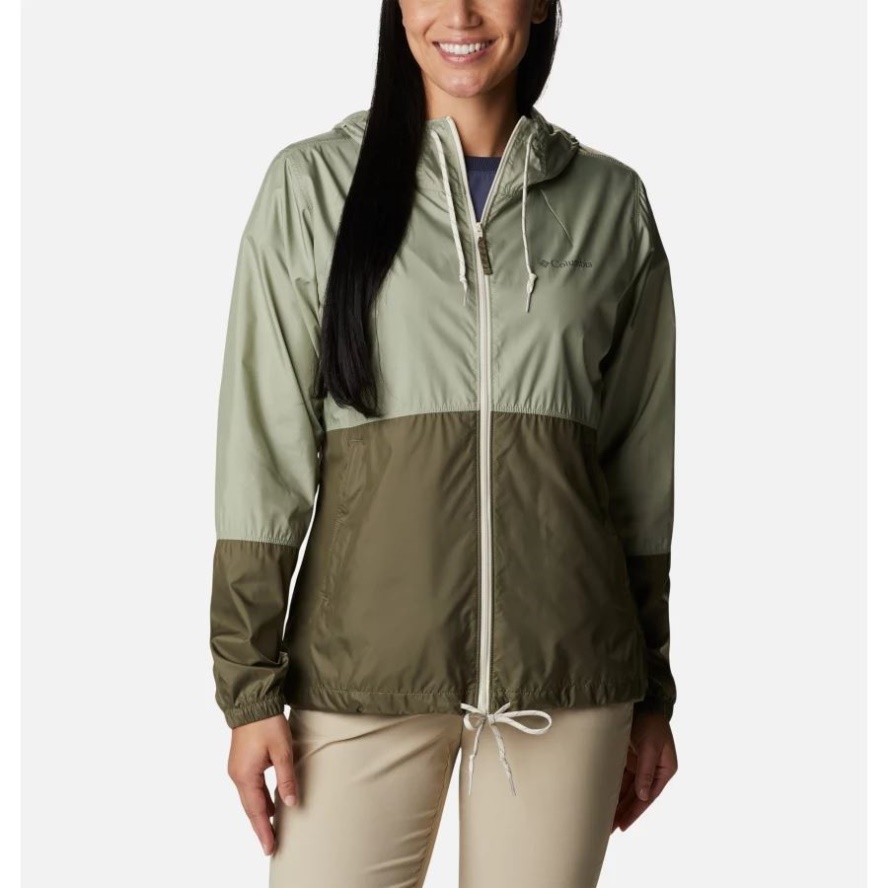Women's Flash Forward Windbreaker Jacket Safari/Stone Green Columbia Sale