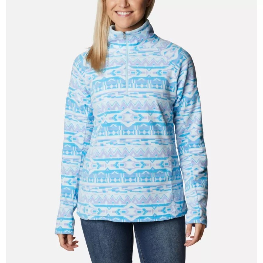 Women's Glacial IV 1/2 Zip Patterned Print Serenity 80s Stripe Print Columbia Sale