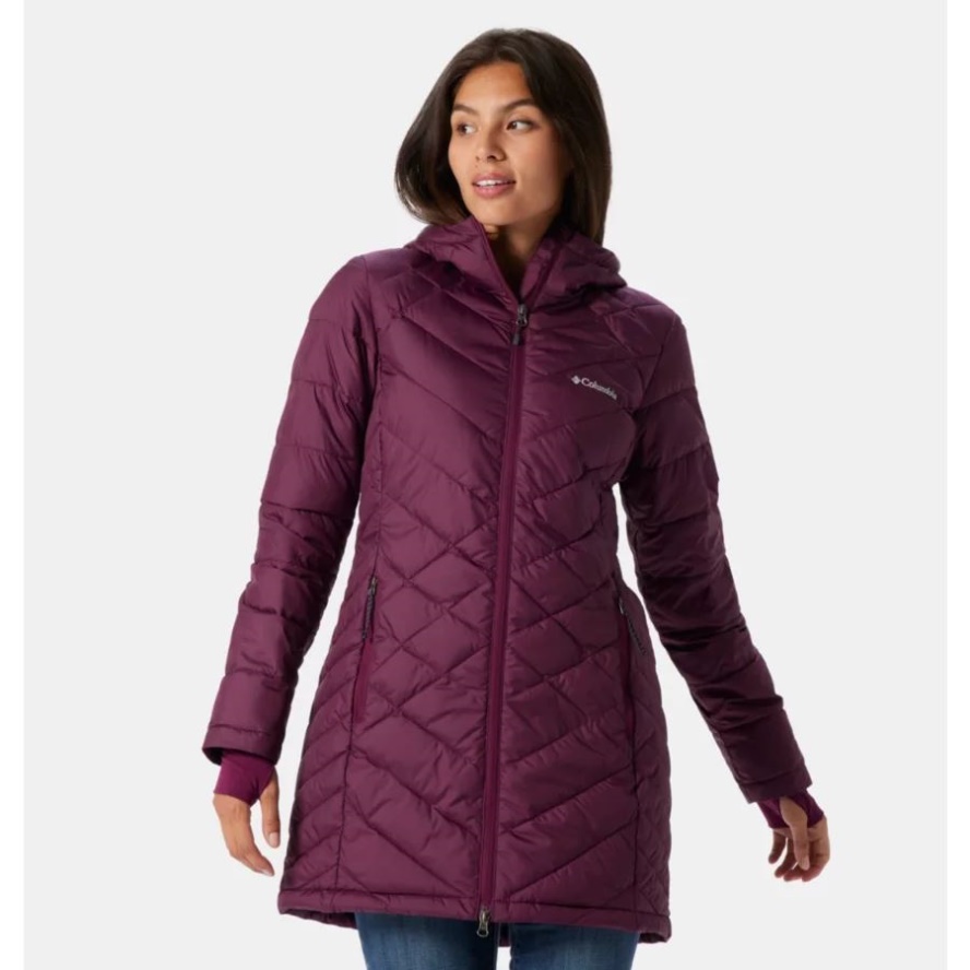 Women's Heavenly Long Hooded Jacket Columbia Sale Marionberry