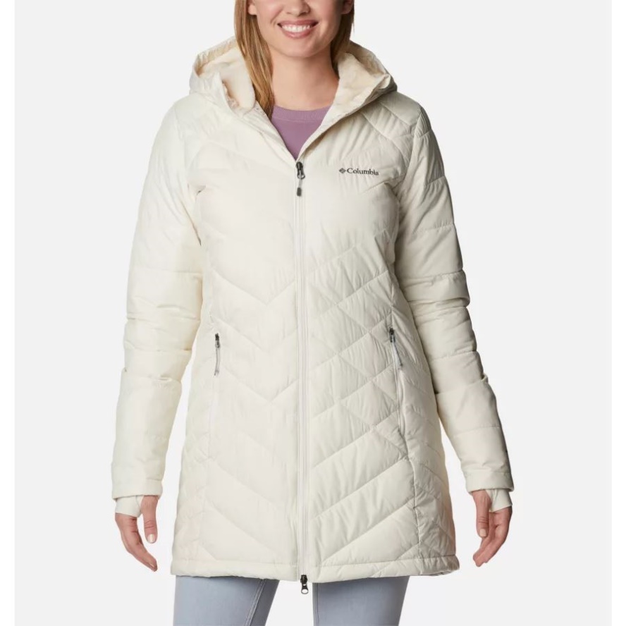 Women's Heavenly Long Hooded Synthetic Down Jacket Chalk Columbia Sale
