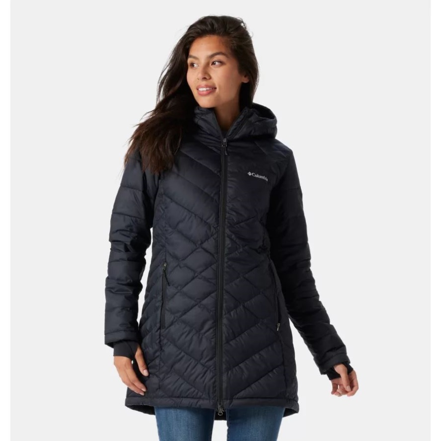 Women's Heavenly Long Hooded Synthetic Down Jacket Columbia Sale Black