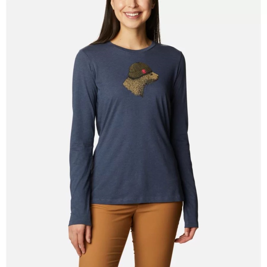 Women's Hidden Haven Long Sleeve T-Shirt Nocturnal Heather/Otter Columbia Sale
